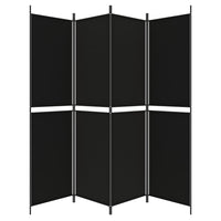 Divisorio a 4 Pannelli Nero 200x200 cm in Tessuto 350233