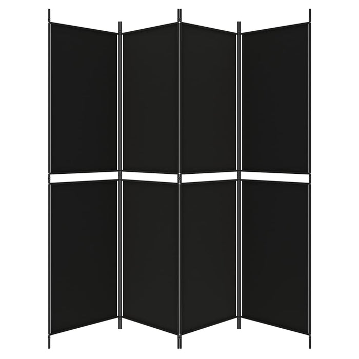 Divisorio a 4 Pannelli Nero 200x200 cm in Tessuto 350233