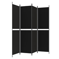 Divisorio a 4 Pannelli Nero 200x200 cm in Tessuto 350233
