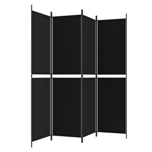 Divisorio a 4 Pannelli Nero 200x200 cm in Tessuto 350233