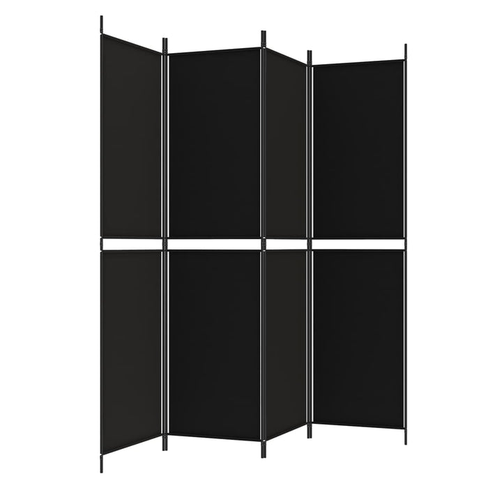 Divisorio a 4 Pannelli Nero 200x200 cm in Tessuto 350233