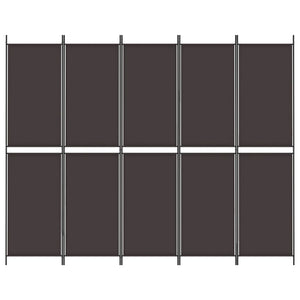 Divisorio a 5 Pannelli Marrone 250x200 cm in Tessuto 350235