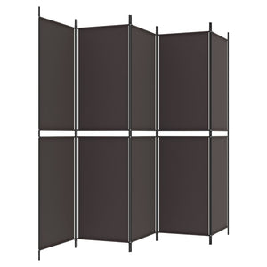 Divisorio a 5 Pannelli Marrone 250x200 cm in Tessuto 350235