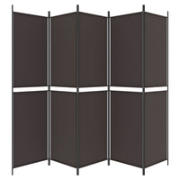 Divisorio a 5 Pannelli Marrone 250x200 cm in Tessuto 350235