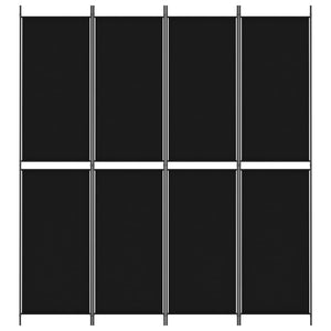 Divisorio a 4 Pannelli Nero 200x220 cm in Tessuto 350249