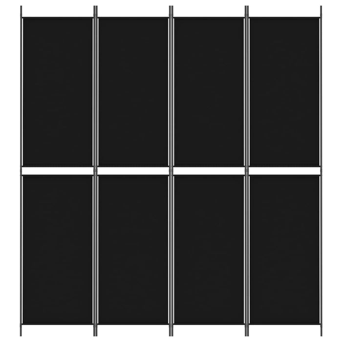 Divisorio a 4 Pannelli Nero 200x220 cm in Tessuto 350249