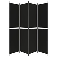 Divisorio a 4 Pannelli Nero 200x220 cm in Tessuto 350249
