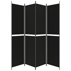 Divisorio a 4 Pannelli Nero 200x220 cm in Tessuto 350249
