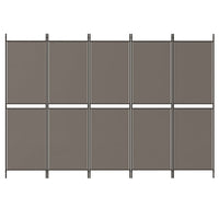 Divisorio a 5 Pannelli Antracite 250x220 cm Tessuto 350252
