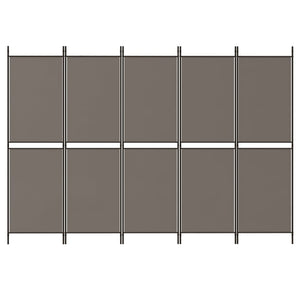 Divisorio a 5 Pannelli Antracite 250x220 cm Tessuto 350252