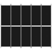 Divisorio 5 Pannelli Nero 250x220 cm Tessuto 350253
