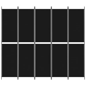 Divisorio 5 Pannelli Nero 250x220 cm Tessuto 350253