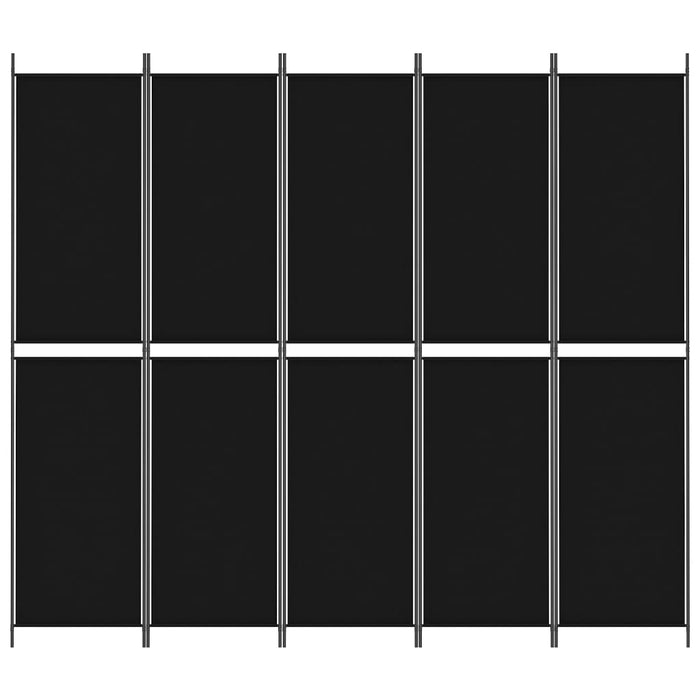 Divisorio 5 Pannelli Nero 250x220 cm Tessuto 350253