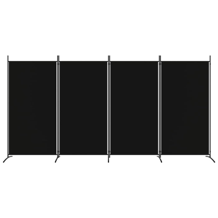 Divisorio a 4 Pannelli Nero 346x180 cm in Tessuto 350265