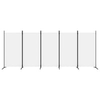 Divisorio a 5 Pannelli-Set di 5 pannelli Paravento Bianco 433x180 cm Tessuto