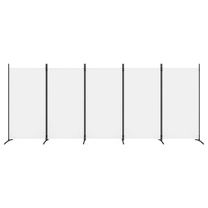 Divisorio a 5 Pannelli-Set di 5 pannelli Paravento Bianco 433x180 cm Tessuto