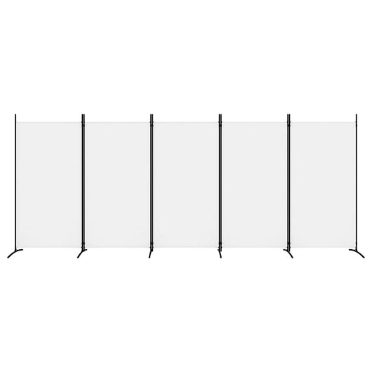 Divisorio a 5 Pannelli-Set di 5 pannelli Paravento Bianco 433x180 cm Tessuto
