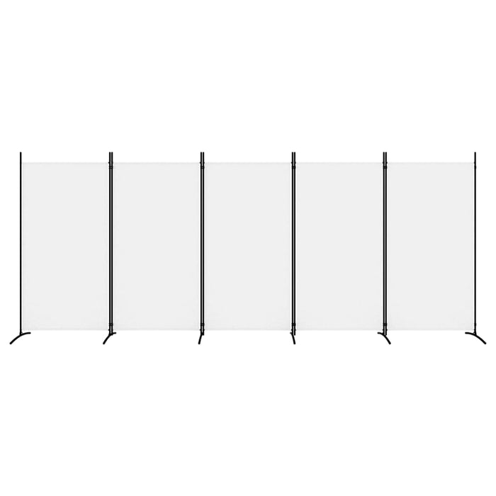 Divisorio a 5 Pannelli-Set di 5 pannelli Paravento Bianco 433x180 cm Tessuto
