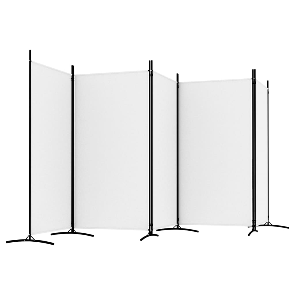 Divisorio a 5 Pannelli-Set di 5 pannelli Paravento Bianco 433x180 cm Tessuto