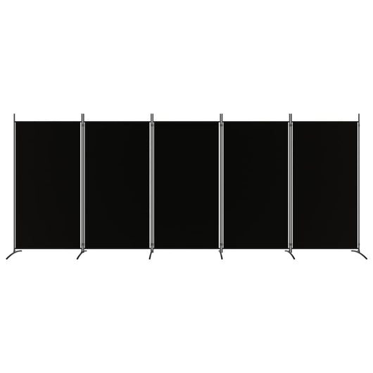 Divisorio a 5 Pannelli-Set di 5 pannelli Paravento Nero 433x180 cm in Tessuto