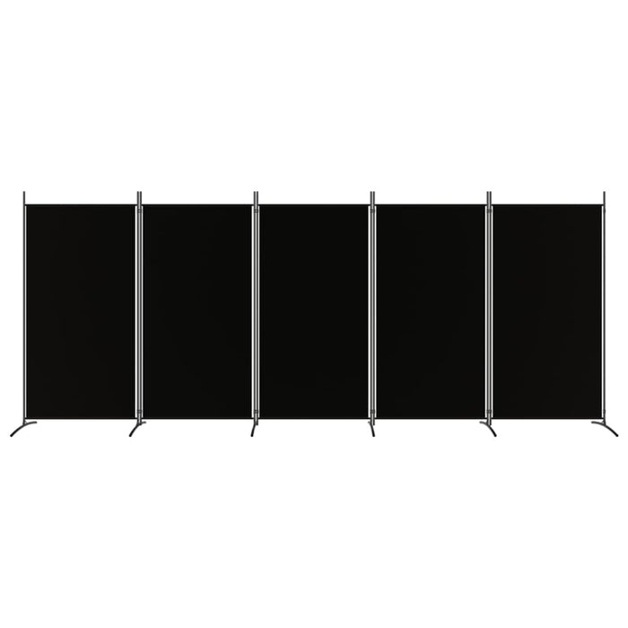 Divisorio a 5 Pannelli-Set di 5 pannelli Paravento Nero 433x180 cm in Tessuto
