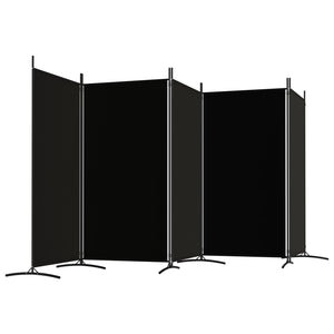 Divisorio a 5 Pannelli-Set di 5 pannelli Paravento Nero 433x180 cm in Tessuto