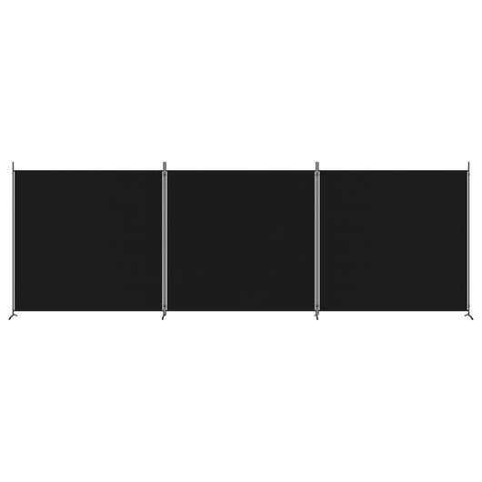 Divisorio a 3 Pannelli-Set di 3 pannelli Paravento Nero 525x180cm in Tessuto