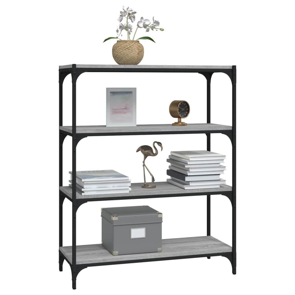 Libreria grigio sonoma 80x33x100 cm Legno Multistrato e Acciaio 819345