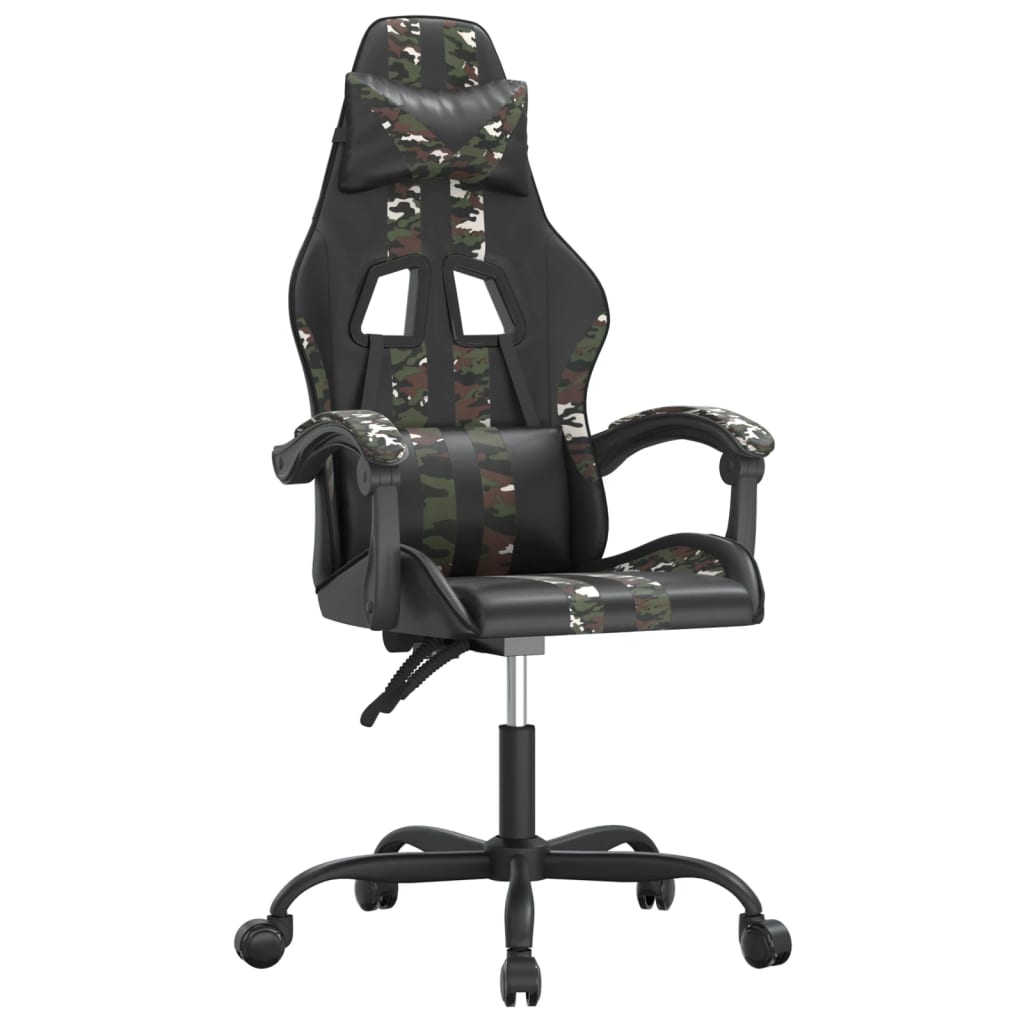 Sedia da Gaming Girevole Nero e Mimetico in Similpelle 349530