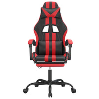 Sedia da Gaming Girevole Poggiapiedi Nero e Rosso Similpelle cod mxl 69549