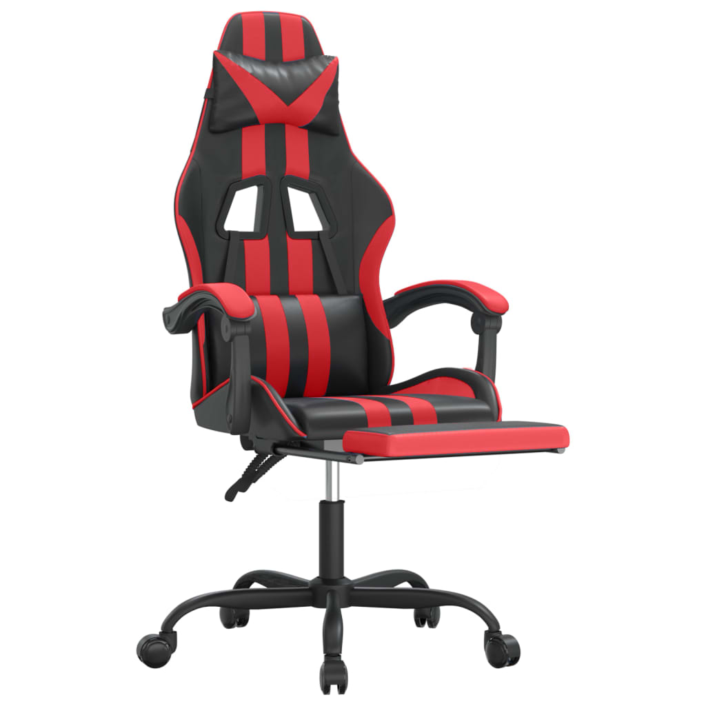 Sedia da Gaming Girevole Poggiapiedi Nero e Rosso Similpelle cod mxl 69549