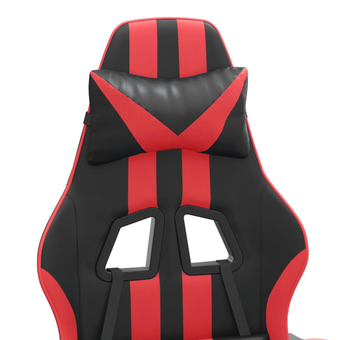 Sedia da Gaming Girevole Poggiapiedi Nero e Rosso Similpelle cod mxl 69549