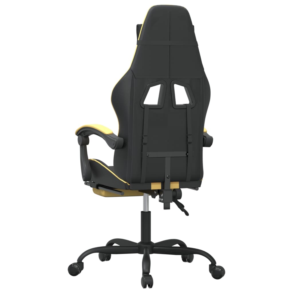 Sedia da Gaming Girevole con Poggiapiedi Nero e Oro Similpelle cod mxl 66596