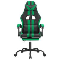Sedia da Gaming Girevole con Poggiapiedi Nero Verde Similpelle 349534