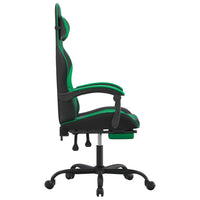 Sedia da Gaming Girevole con Poggiapiedi Nero Verde Similpelle 349534