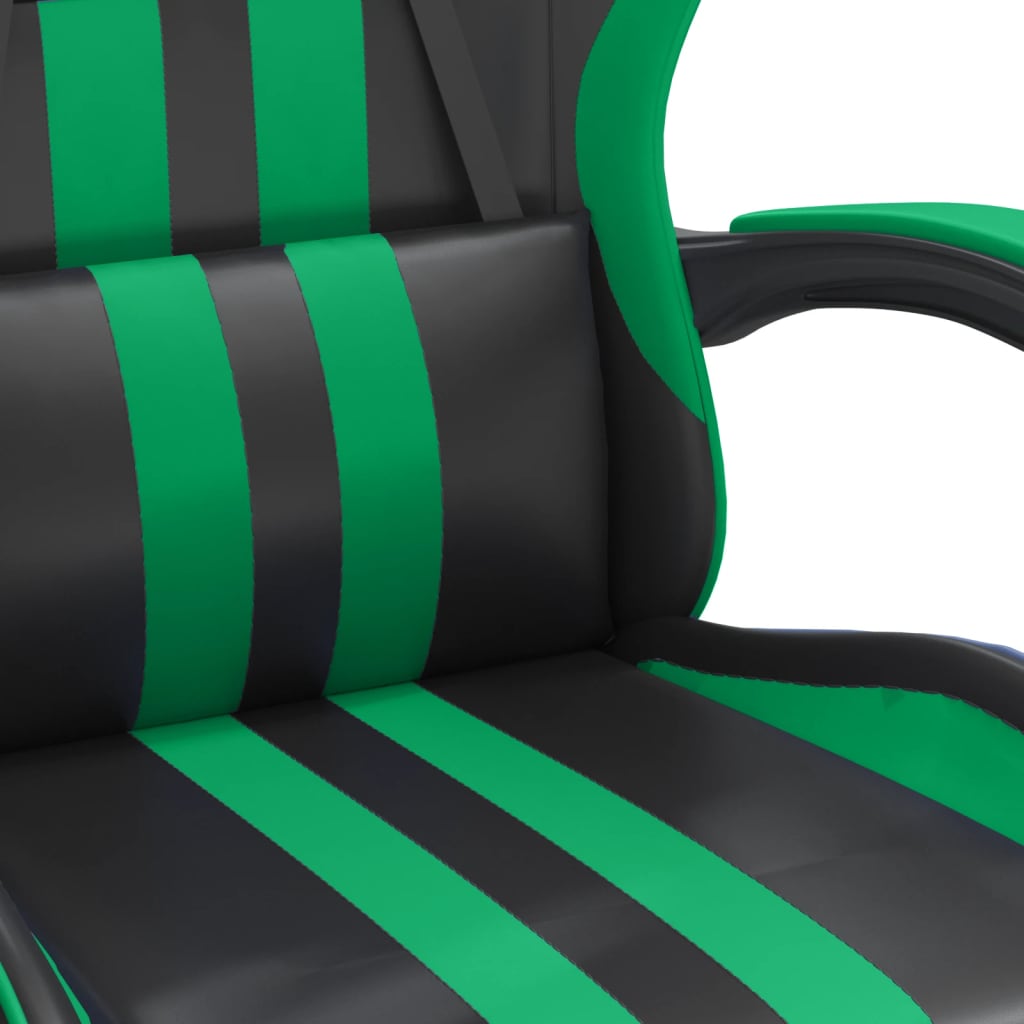 vidaXL Sedia da Gaming Girevole con Poggiapiedi Nero Verde Similpelle