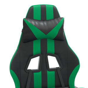 Sedia da Gaming Girevole con Poggiapiedi Nero Verde Similpelle 349534