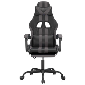 Sedia da Gaming Girevole Poggiapiedi Nero e Grigio Similpelle 349535