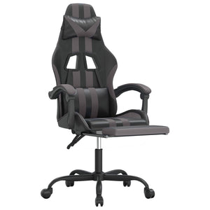 Sedia da Gaming Girevole Poggiapiedi Nero e Grigio Similpelle cod mxl 67723