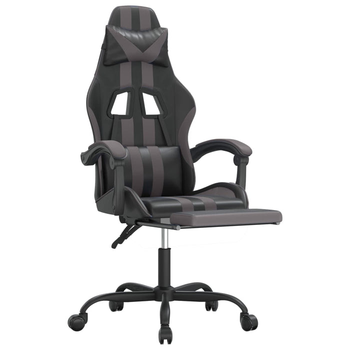 Sedia da Gaming Girevole Poggiapiedi Nero e Grigio Similpelle 349535