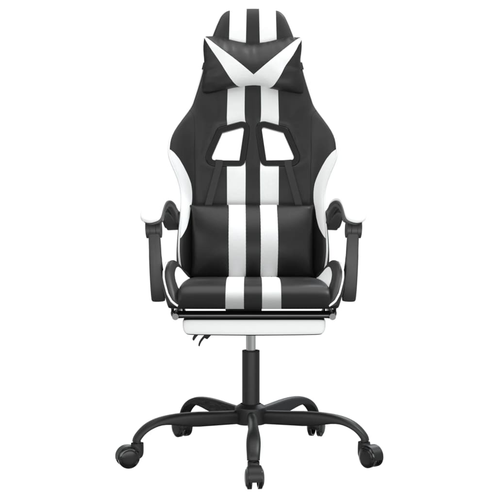 Sedia da Gaming Girevole Poggiapiedi Nero e Bianco Similpelle cod mxl 69328