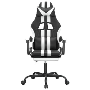 Sedia da Gaming Girevole Poggiapiedi Nero e Bianco Similpelle cod mxl 69328