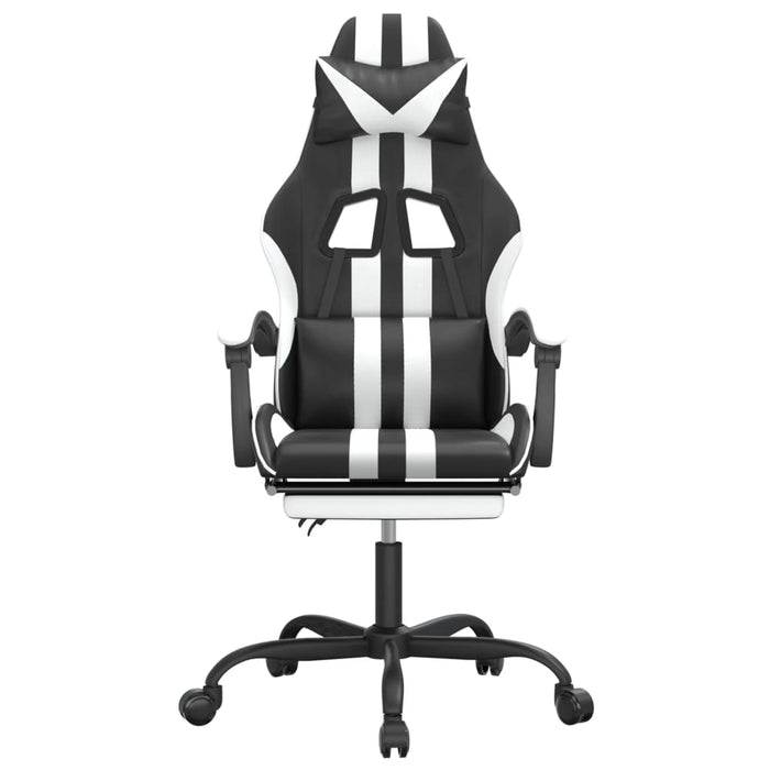 Sedia da Gaming Girevole Poggiapiedi Nero e Bianco Similpelle 349536