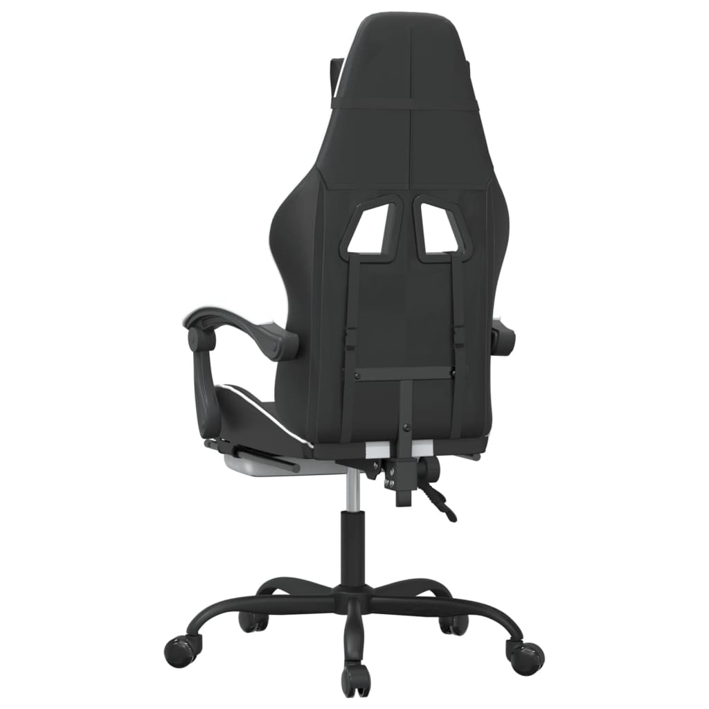 Sedia da Gaming Girevole Poggiapiedi Nero e Bianco Similpelle 349536
