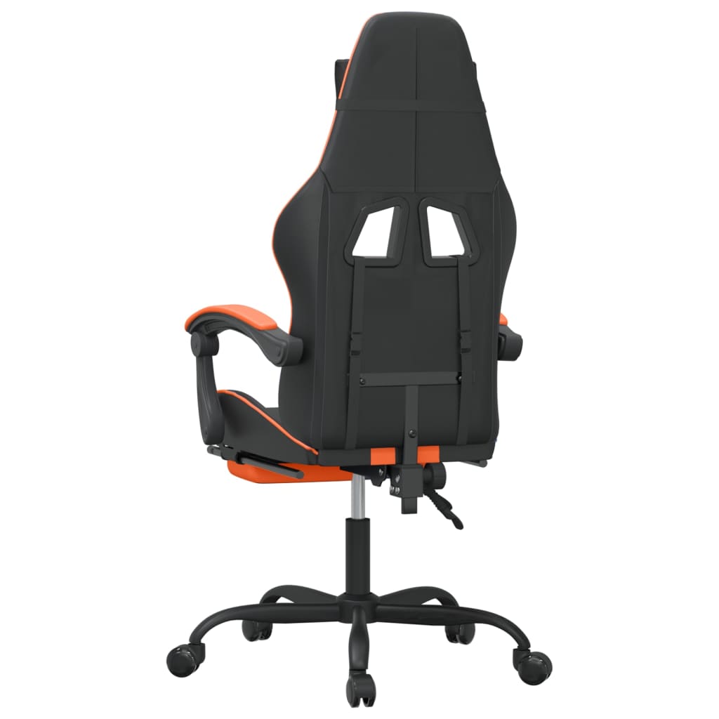 Sedia da Gaming Girevole Poggiapiedi Nero Arancione Similpelle 349537