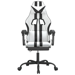 Sedia da Gaming Girevole Poggiapiedi Bianco e Nero Similpelle 349541