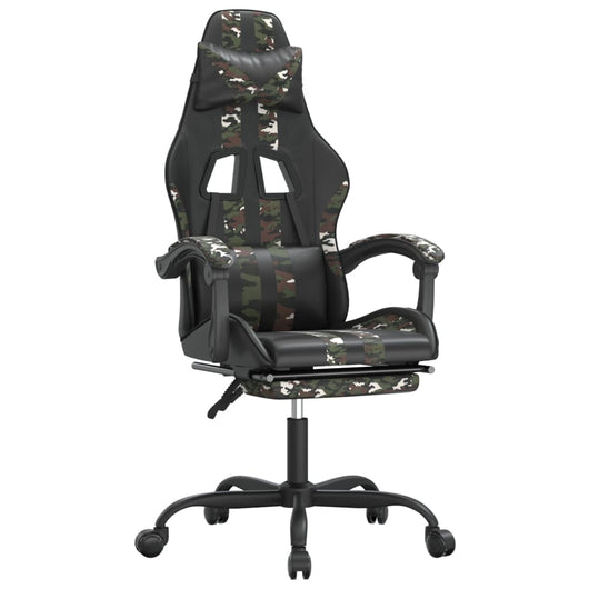 Sedia da Gaming Girevole Poggiapiedi Nero e Mimetico Similpelle 349542