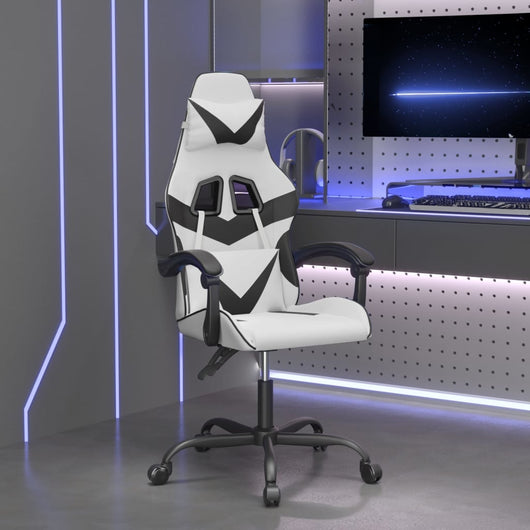vidaXL Sedia da Gaming Girevole Bianco e Nero in Similpelle