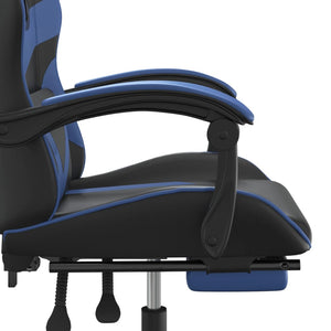 Sedia da Gaming Girevole con Poggiapiedi Nero e Blu Similpelle cod mxl 66227