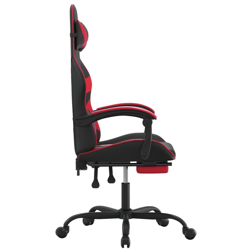 Sedia da Gaming Girevole Poggiapiedi Nero e Rosso Similpelle 349556